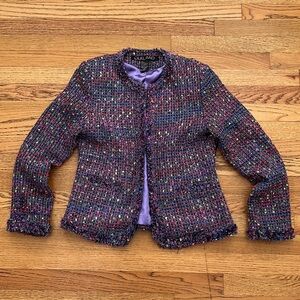 Y2K Purple Multi Colored Silk Tweed Knit Blazer Jacket
